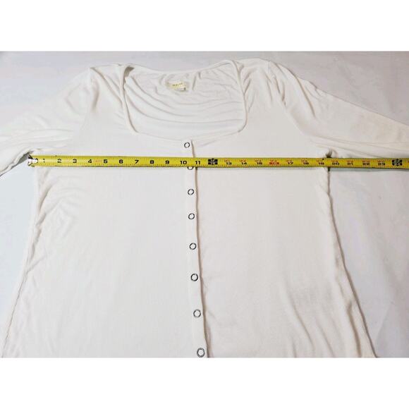 Anthropologie Maeve Womens XL Cardigan Top Stretch Square Neck White Long Sleeve - Picture 9 of 11